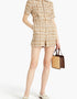 Sandro Acacia Playsuit aus kariertem Tweed aus einer Baumwollmischung mit Gürtel